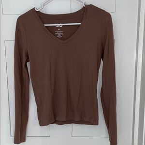 SO Chocolate Brown Long Sleeve V-Neck Top